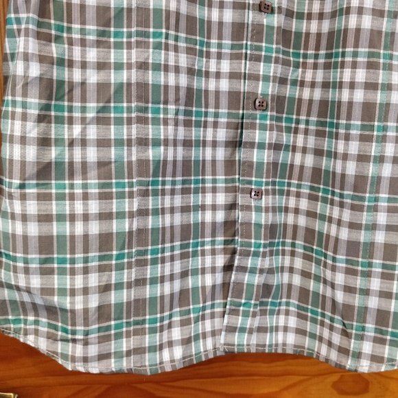 One90One Plaid Button-Up Shirt MED Velvet Trim Snap Grommet Zipper Detail - Picture 4 of 7